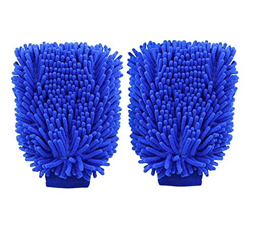 Gants Lavage Voiture Chenille Gants De Nettoyage,2PCS Gant de Lavage Microfibre de Chenilla pour Essuyer Voiture après Lavage, Nettoyer Les Traces Cover