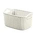 CURVER 226394 Panier de Rangement Rectangulaire Tricot Plastique Blanc Cassé 24,7 x 16,7 x 13,7 cm 3 L