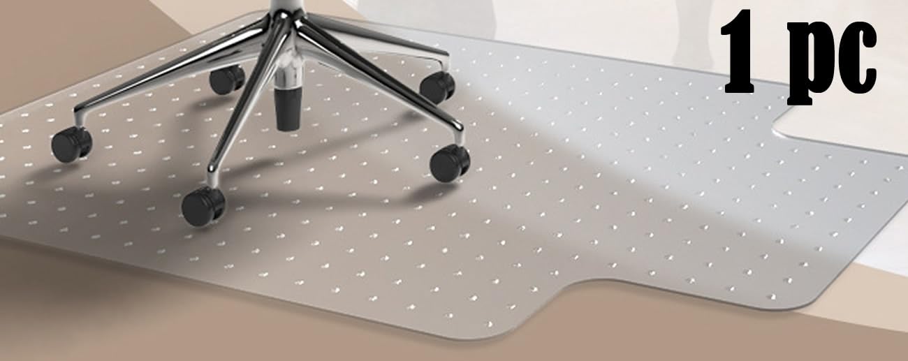 TUKA-i-AKUT 90x120cm Alfombrilla Protectora para Alfombras, Alfombrilla de Silla con Anchor, Protectora de Suelo Alfombra, Esterilla con Anchor para Piso de Alfombra, Transparente Lechoso, TKD4012