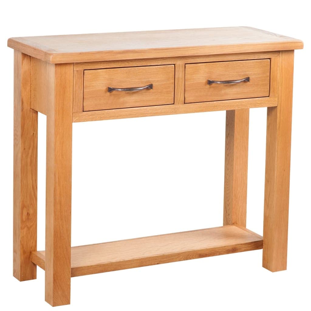 vidaXL Console Table | Brown | Solid Oak Wood | Compact | Storage