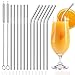 Produktbild ZAH Edelstahl-Strohhalme, wiederverwendbar, 12er Set Metall, Trinkhalme, mit zwei Reinigungsbürsten, umweltfreundlich, nachhaltige Produkte, waschbar, Zero Waste