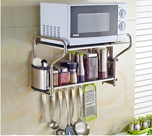 TECHTONGDA 2 Layer Stainless Steel Microwave Oven Wall Mount Shelf With Removable