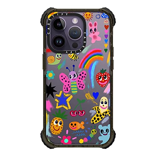 Coque iPhone 14 Pro Casetify Ultra Impact - Noir Brillant Design Good Vibes
