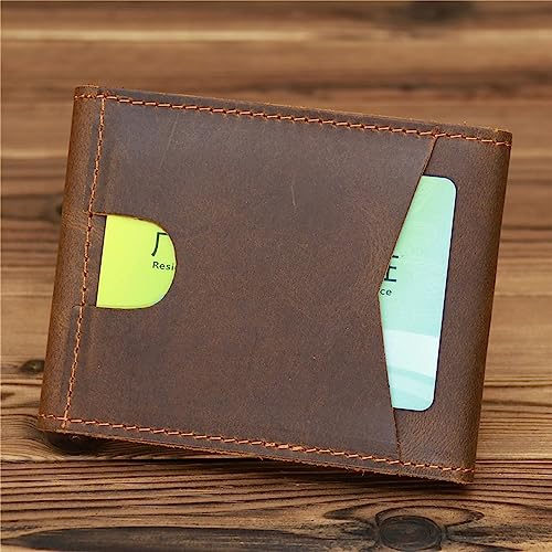Genuine Leather Wallet for Men Vintage Bifold Money Clip Holder (Coffee)4