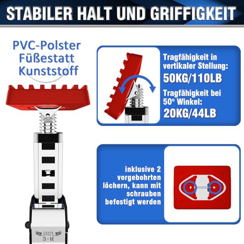 3-H Türspanner Zargenspanner, Teleskopstützen 40-70 cm bis 50 kg, Türzargenspanner Einhandstütze, Montagestütze Höhenverstellbar Stufenlos Türspreizer bis 45°, Stahl Baustütze Teleskopstange (Blau)