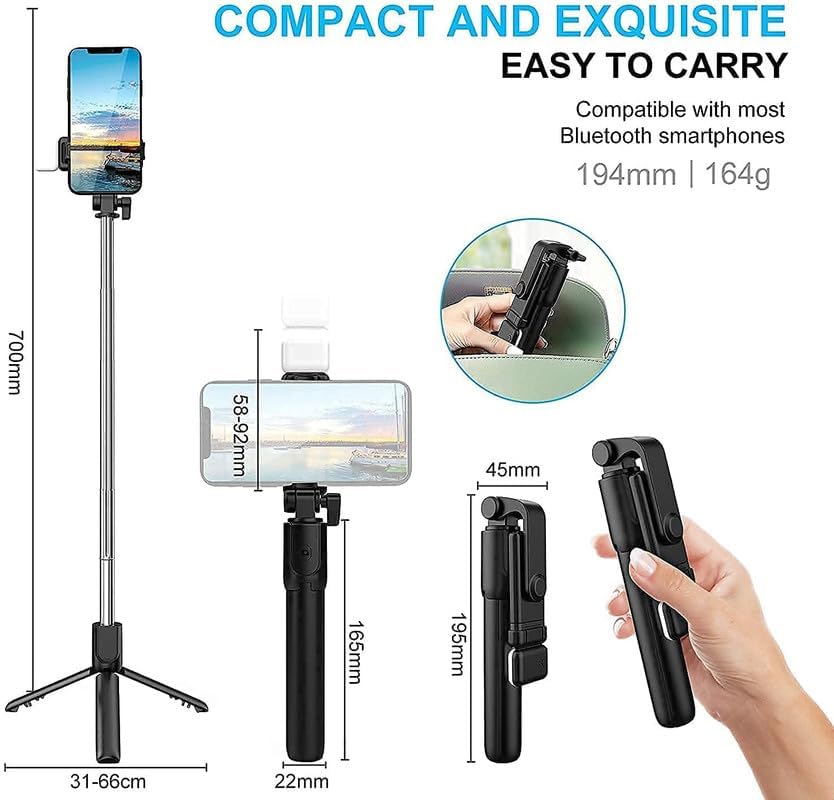 Image of NEXSA R1s Professional Selfie Stick for Mobile Phone 3-in-1 Multifunctional Stick Portable Tripod Stand for Travelling /YouTube Vlog Video /Travelling /for Compatible with All Smartphones (70 cm)