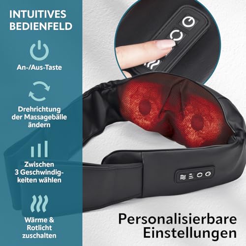 VITALmaxx Shiatsu Nackenmassagegerät | Massagegerät für Schultern, Nacken, Rücken, Beine | Massage mit Wärmefunktion… – Ansicht 4