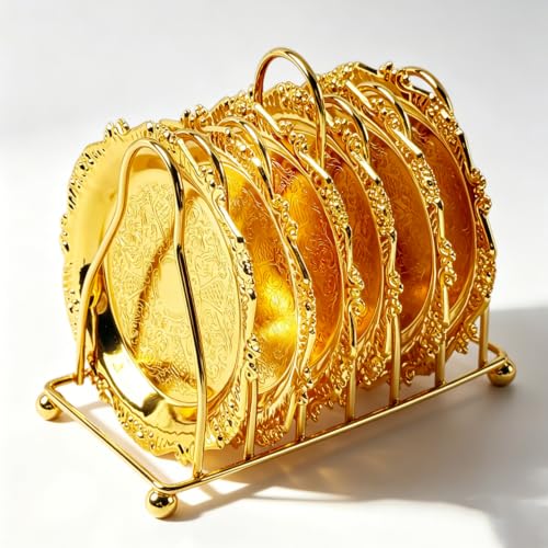 CJFNDFA Luxury Gold Coasters Set 6-Piece