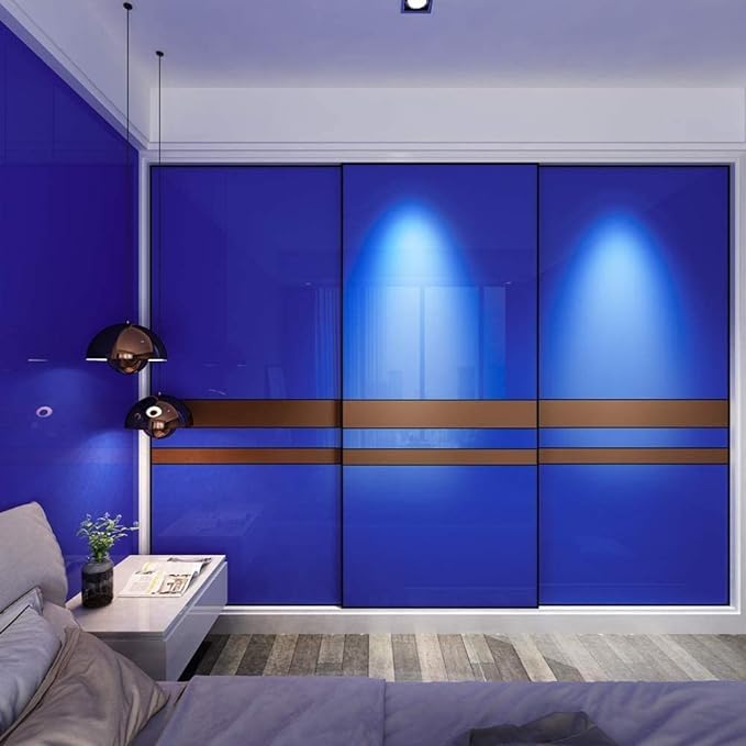 Image of HOME13 Self-Adhesive Wallpaper Removable and Decorative Vinyl Wallpaper for Kitchen Countertop Cabinets Table Royal Blue Glossy 2 Ft by 8 Ft 2pcs
