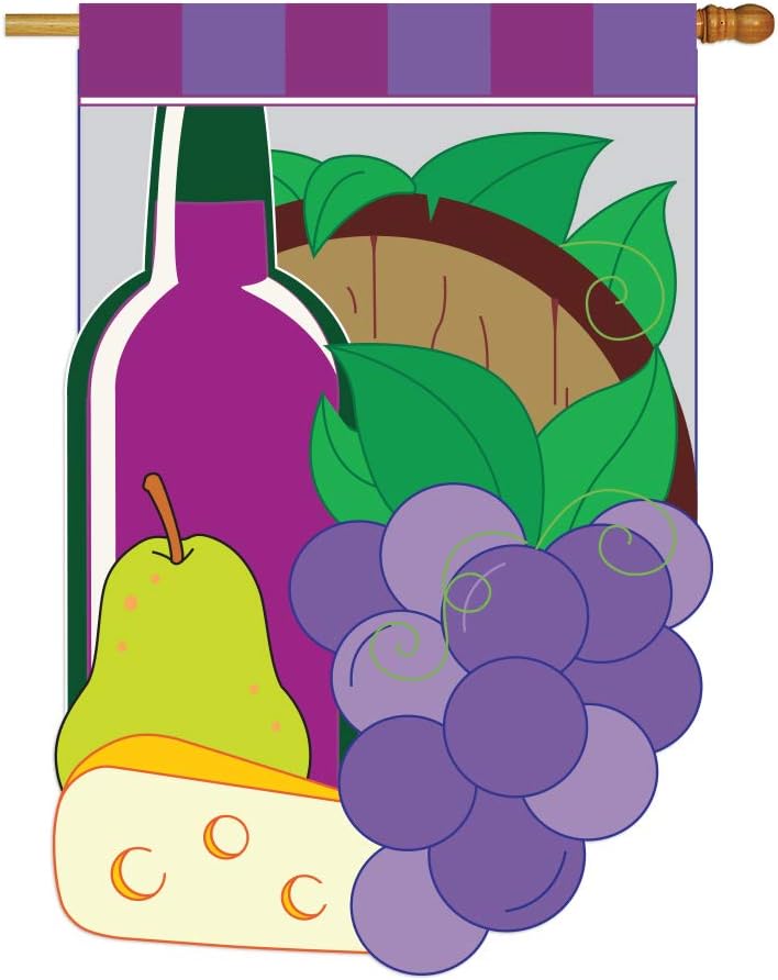 Two Group - Wine Happy Hour & Drinks - Everyday Wine Applique Decorative Vertical House Flag 28" x 44"