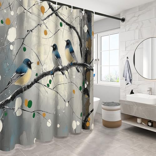 Rideau de douche 180x200 cm gris clair avec 12 crochets inclus - 4
