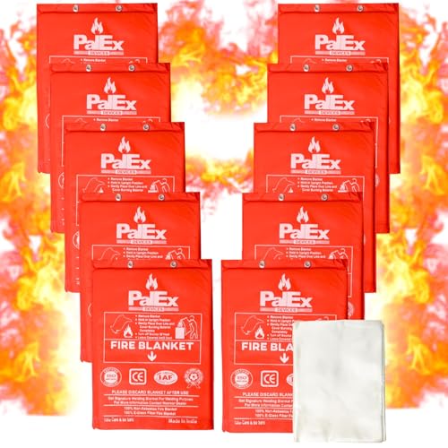 Image of SecureGuard Fire Blanket, Fiberglass Protection Emergency Fire Blanket for Home, Kitchen, Car, School, Office | Flame Retardant Safety Blanket for Fire Rescue (40 L x 40 W Inch, Pack of 10)