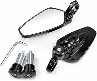1 Pair 7/8" 22mm Motorcycle Aluminum Bar End Side Rearview Mirror Universal Motorbike Bike Handlebar Rear View MirrorsBlack