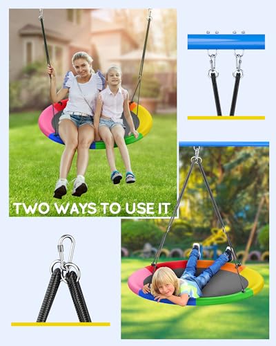 Image of Everyfun 43 inch Saucer Tree Swing for Kids Adult, 700lbs Weight Capacity, Waterproof Flying Saucer Swing with Adjustable Hanging Straps, Swing Seats for Backyard Outdoor Indoor Playground, Six Color