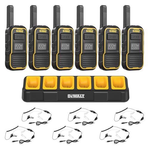 Image of DEWALT DXFRSBH600 FRS Business Radios, Pro-Grade 2 Way Radios, 2W, 24hr Runtime, 6 Pack with Gang Charger, 6 Headsets, DXFRSBH600-BCH6-SV2
