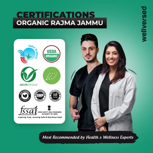 Image of Just Organik - Organic Rajma Jammu (1 kg) | certified organic | Red Rajma | Rajma 1kg | Loaded with Amino Acids and Protein | Vitamins and Minerals Rich | Red Kidney beans | No Preservatives