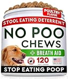 STRELLALAB No Poo Chews for Dogs - Coprophagia Deterrent with Probiotics, Enzymes & Breath Aid Support - Stop Dog Poop Eating (Turkey)