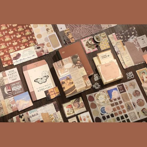 Image of RANDEN Retro Journaling Kit, 346PCS Vintage Scrapbook & Stationery Set with Aesthetic Stickers, Ephemera Pack and Journal Supplies for Bullet Journals, Planners, Albums & Creative Crafts (Retro)