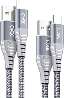 USB Type C Cable,USB C Charger Cable(2-Pack 3.3FT+6.6FT)USB-A 2.0 to USB-C Nylon Braided Fast Charging Cord for Samsung Galaxy S10 S9 S8 Plus Note 9 8,Google Pixel 2/2XL,Huawei,Motorola Moto Z,GoPro Hero 6/5,LG V30/V20/G5/G6/G7(Grey)