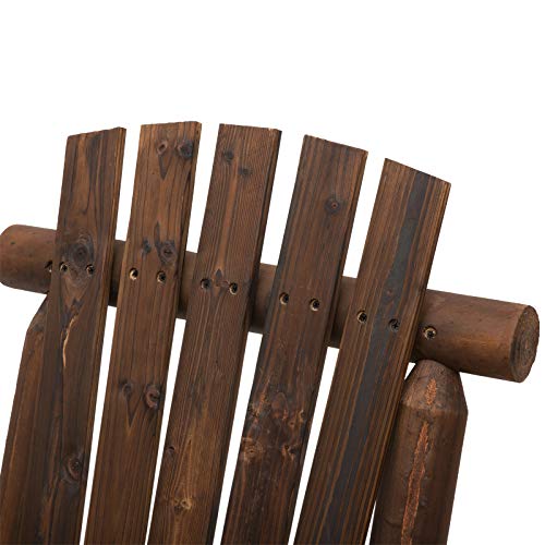 Outsunny 2-Seat Wooden Adirondack Chair, Patio Bench with Table, Outdoor Loveseat Fire Pit Chair for Porch, Backyard, Deck, Carbonized - Image 5
