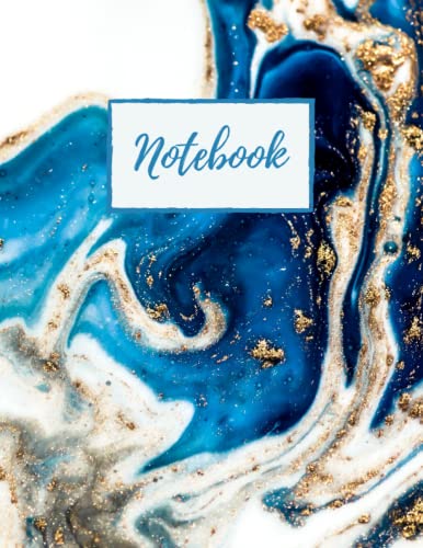 Blue Marble Cute Notebook Journal, Students, kids, organizing, self reflection: Blue Gold Marble Notebook Journal (120 Pages, College Ruled)