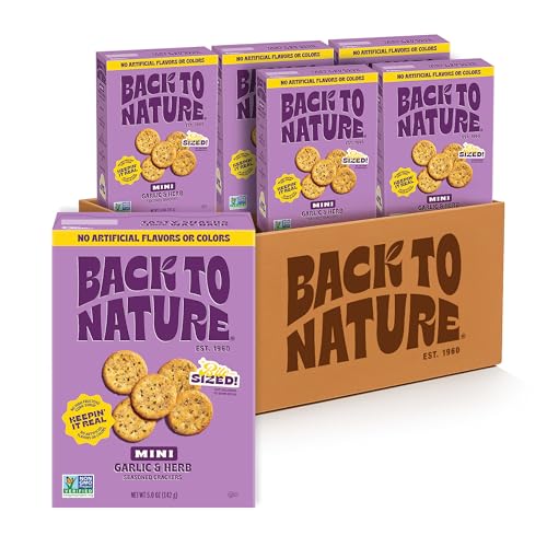 Image of Back to Nature Garlic & Herb Seasoned Mini Crackers, Plant Based Snack, 6pk