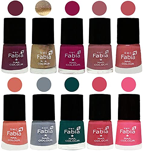 Image of ALL IN ONE (PACK OF 10), Long Lasting Glossy Nail Polish, 6 ml Each, All Vibrant Colours,01902