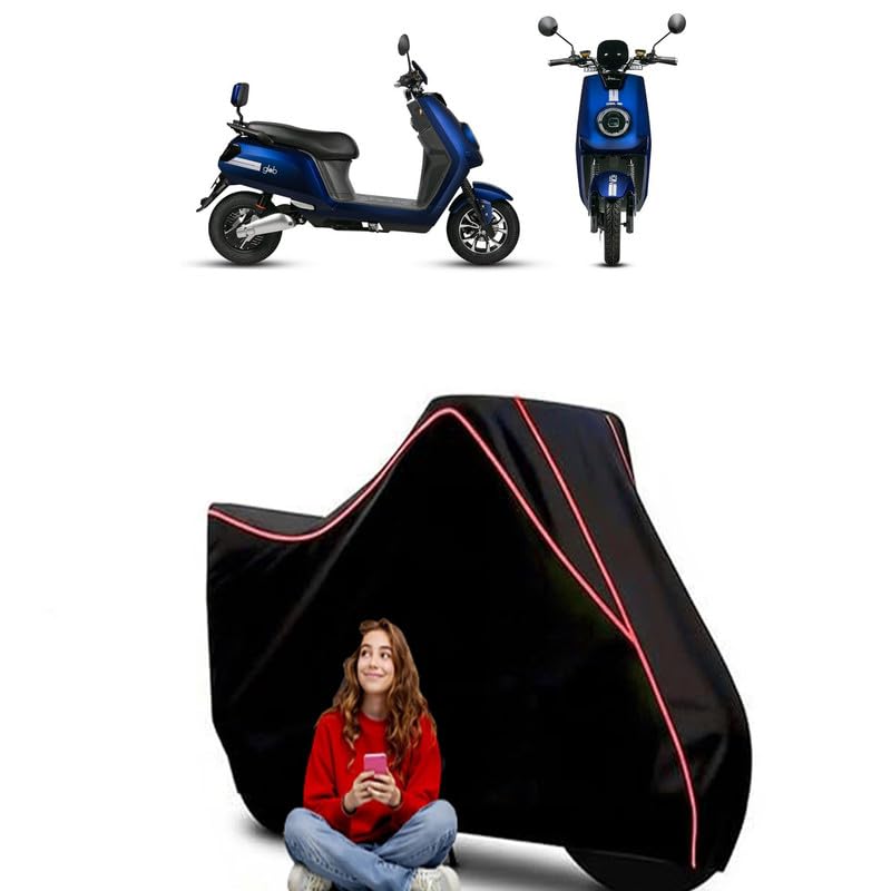 Image of e-Bike Glob Standard Scooty Bike Cover Water Resistant Outdoor Use Universal Fit Scooters Motorcycles Heavy Duty UV Protection Dust Rain Scratch Resistant Elastic Bottom Black Blue Piping