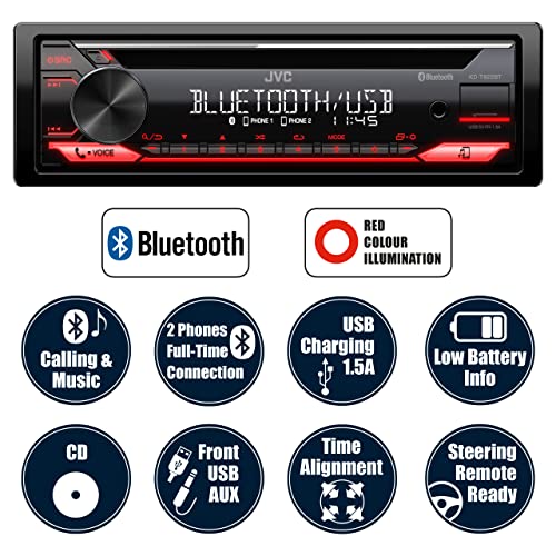 JVC KD-T822BT CD receiver with Bluetooth Hands-Free Calling and Wireless Music Streaming, Black - Image 2