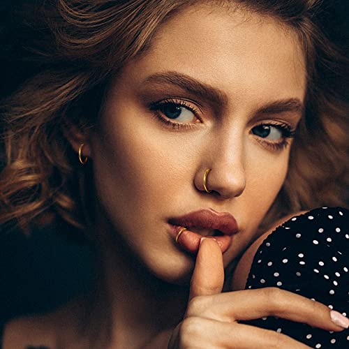 Milacolato 5Pcs 18G 20G Nose Rings Hoop For Women Men G23 Titanium Nose Rings 16G Septum Rings Clicker Cartilage Earrings Daith Helix Hoop Earrings Tragus Conch Piercing Jewelry #TOP1