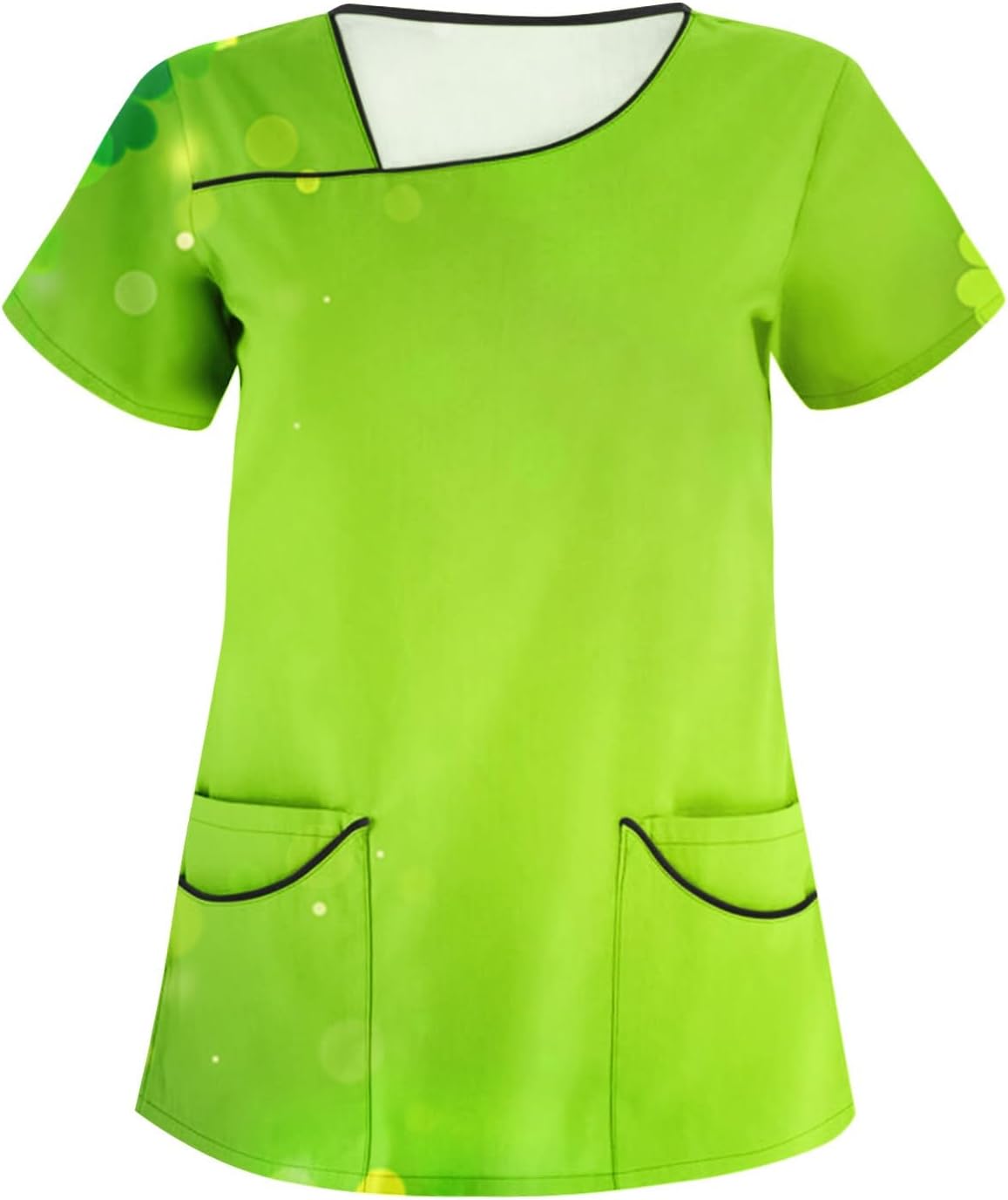 GenericOutdoor Pretty Soft Short Sleeve Undershirt Ladies Plus Size Spring Fit Pattern with Pocket Neckline Scrub Ladies