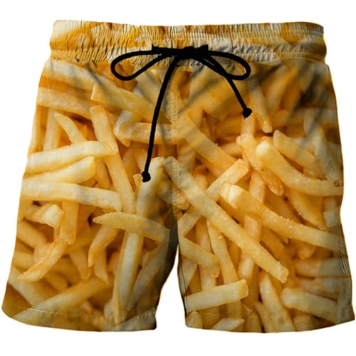Men‘s Gourmet Food Graphic Beach Grilled Sausage Shorts for 3D Printed Sausage Boardshorts Meat Sausage Short Pants