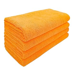 Autocruze Finest Microfiber Cloth 40x40 Cms 340 GSM Thick, Lint Free, Multipurpose Cloths - Automotive Microfiber Towel for Car Bike Cleaning Polishing Washing & Detailing (Orange, 01)