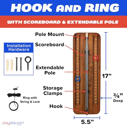 Image of Play Platoon Hook and Ring Toss Bar Game for Adults - Wood Toss Ring Game for Adults - Perfect Home, Basements, & Bar Gifts