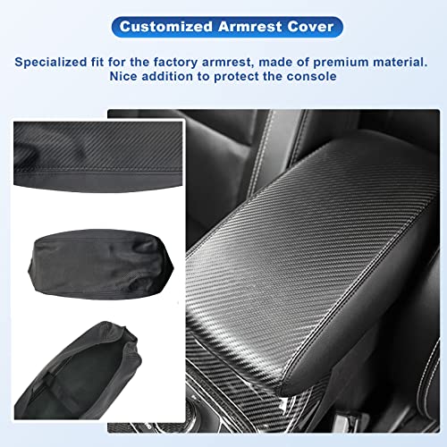 Image of CDEFG Car Center Armrest Cover Console Lid Cover for Grand Cherokee 2011-2020 2021, Armrest Pads Supporter, Scratch Resistance (Black Armrest Cover)