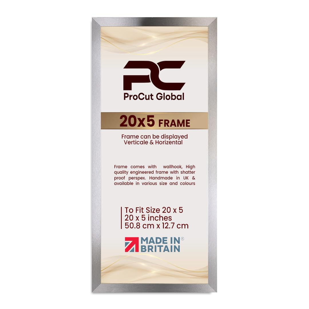 Procut Global 20X5 Dark Oak Picture Frames - Modern Wooden Photo Frame with Shatterproof Perspex for Wall or Tabletop - Perfect for Posters, Certificates, Prints - Sizes & Colors Available