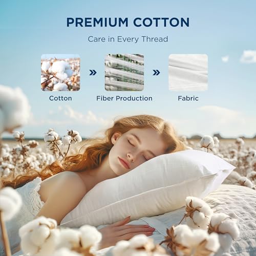Bedsure Cotton Pillows Queen Size Set Of 2 - Fluffy Queen Pillows 2 Pack, Luxury Bed Pillows For Sleeping With Breathable Cover thumb #1