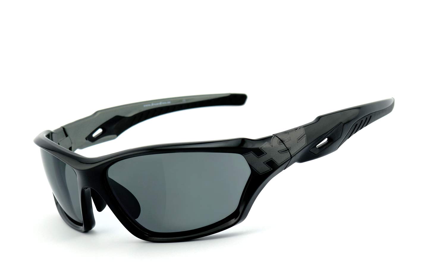filtr ochronny UV400, HLT® szkło bezpieczne z tworzywa sztucznego zgodne z normą DIN EN 166 | okulary sportowe, okulary rowerowe, okulary przeciwsłoneczne, oprawka okularów: czarny, szary, wysoki połysk, uszlachetnione, okulary: 2093bs