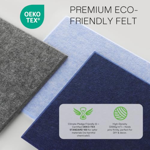 Image of MaxGear Felt Bulletin Board 36 inch x 24 inch, Light Blue Felt Wall Tiles Push Pins