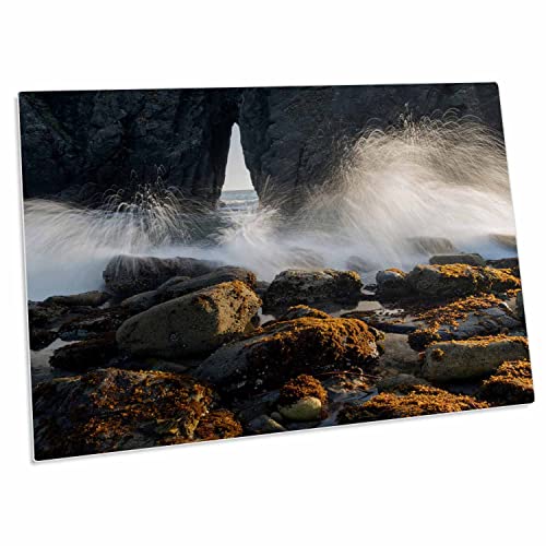 3dRose Ocean Spray Over Rocky Beach - Desk Pad