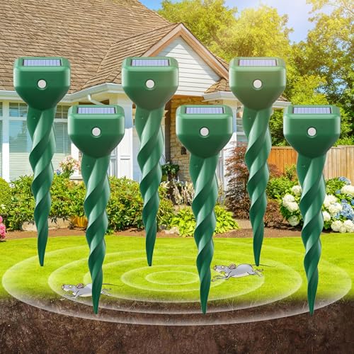 Maulwurf Vertreiber 6er Set, Leistungsstarker Wühlmausschreck & Maulwurfschreck Solar für Garten, Rasen & Beete, Wetterfest IP67, Wühlmaus Vertreiben...
