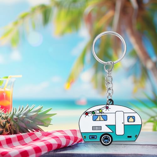 Bremorou 2 Stück Schlüsselanhänger Wohnwagen, Deko Personalisiert Schlüsselanhänge Auto Motiv Schlüsselanhänger Stilvolle Schlüssel Anhänger für Rv Reise Campervan Geschenk Charm