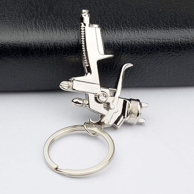 Image of Spray Paint Gun Black Metal Key Chain Ring Keychain New Spray Paint Gun Black Metal Key Chain Ring Keychain New, Silver, Large
