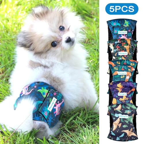 Image of Paw Legend Washable Dogs Diapers Male Dog Belly Bands for Male Dogs Diapers Reusable Puppy & Doggie Diapers Male (5 Pack, Small)