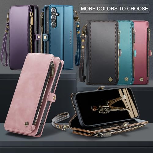 Defencase Compatible with Galaxy A16 5G Case Wallet with RFID Blocking Card Holder for Women and Men, PU Leather Magnetic Snap Flip Zipper Strap Wallet Phone Case for Samsung Galaxy A16 5G, Purple by Defencase - Image 6