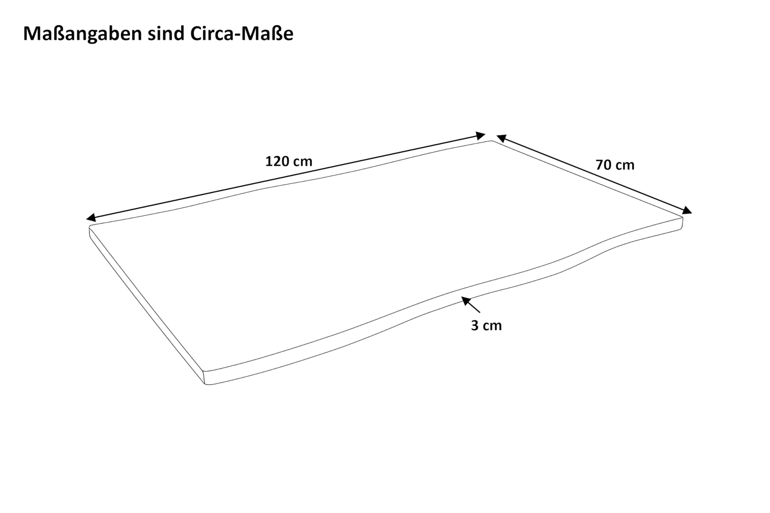 SAM Tischplatte Joan | 120 x 70 cm eckig | Holz | Farbe: Eiche | Baumkante | Holzplatte für Küche & Café