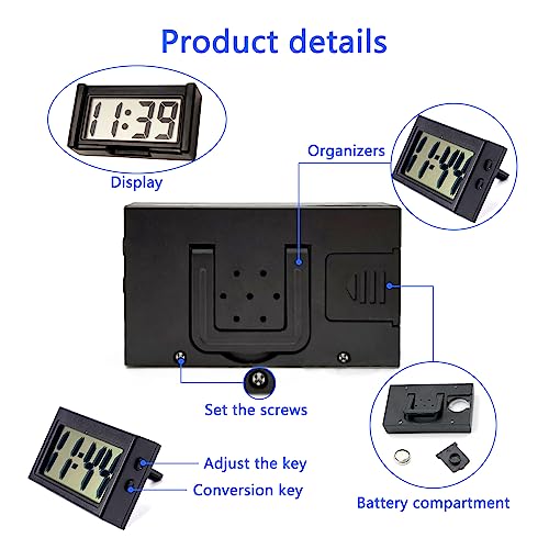 image for Sodcay 1 PC Mini Car Clock, Car Dashboard Digital Clock, with Clear LC