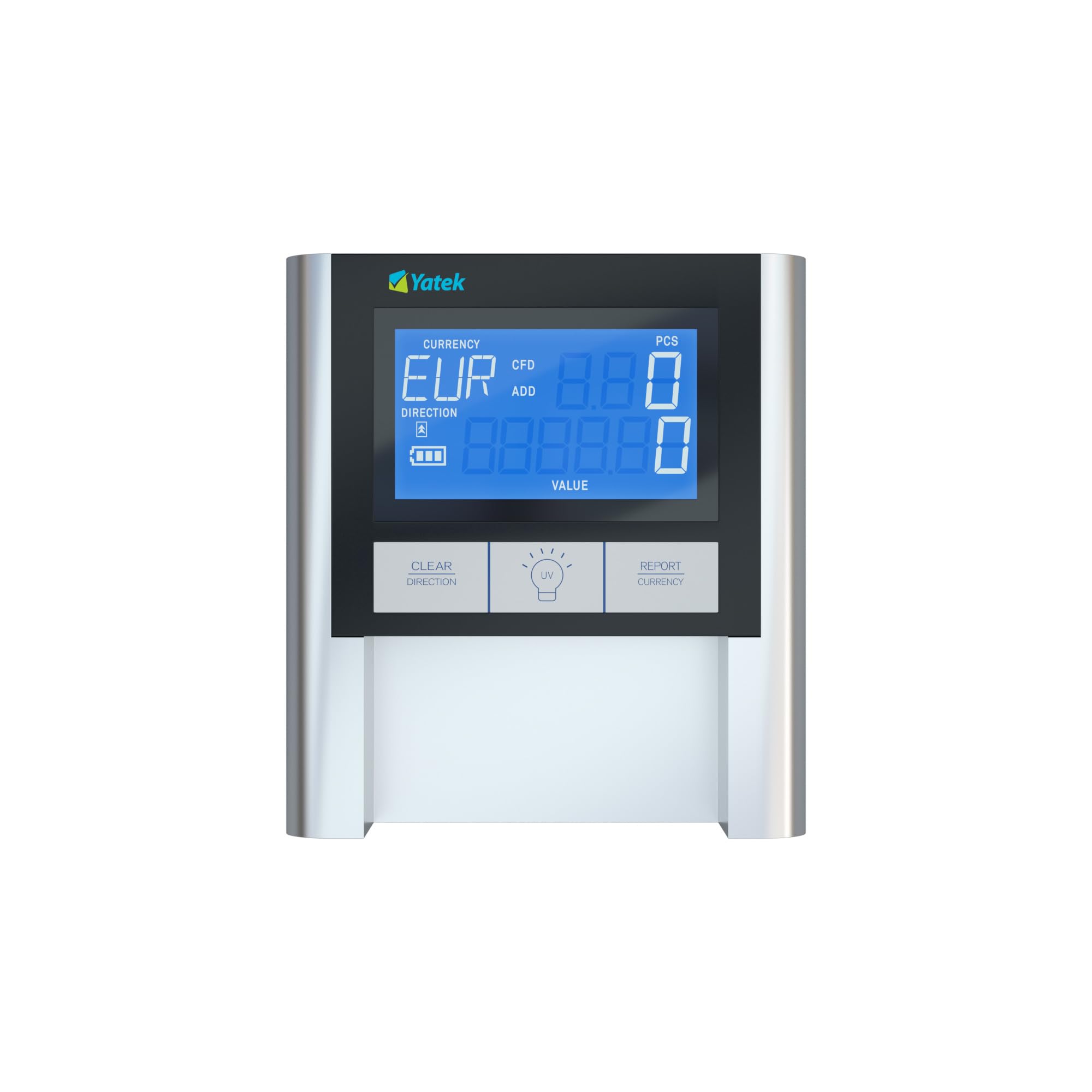YATEK Rilevatore di banconote false EC500 con batteria inclusa e lampada UV per rilevamento assegni e carte di credito, pronto per tutte le nuove banconote Euro