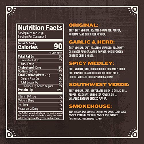 Made By True Beef Sliced Bites Ultimate Variety (2 Ounce, Pack Of 6) - All Natural, Zero-Sugar True Jerky Biltong - High Protein, Keto, Paleo & Whole 30 Diet - Sugar-Free, Gluten-Free, Carb-Free #TOP3