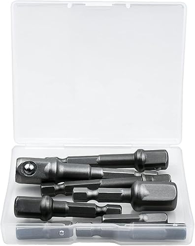 Miniatura 7 de Juego de 8 adaptadores de broca de grado de impacto, juego de adaptadores de enchufe de vástago hexagonal, tuercas de taladro, tamaños de 1/4